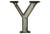 Mid-century aluminum sign letter Y with original black finish. Letter has wear from outside use, discolorations, chips in...
