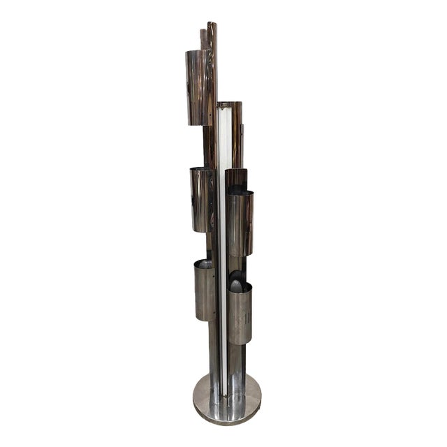 Italian Chrome Metal Floor Lamp, 1970s For Sale