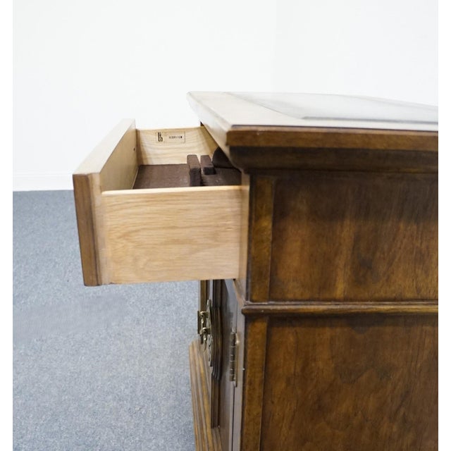 Brown Bernhardt / Hibriten Burled Walnut Asian Chinoiserie Style 42" Server W. Granite Top For Sale - Image 8 of 14