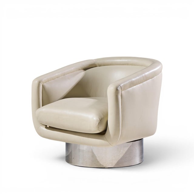 Mid-Century Modern Leon Rosen for Pace Mid Century Chrome Swivel Lounge Chair For Sale - Image 3 of 9