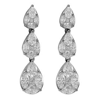 Alexander Beverly Hills 4.09ct Diamond Illusion Set Earrings 18k White Gold, Pair For Sale