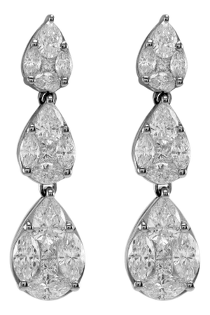 Alexander Beverly Hills 4.09ct Diamond Illusion Set Earrings 18k White Gold, Pair