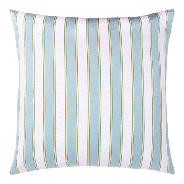 Scalamandre 22" x 22" Piano Stripe Pillow in Robin'S Egg For Sale