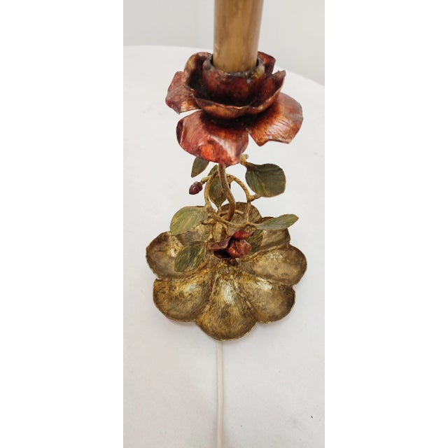 Gold Wrought Iron Rose Bush Shaped Table Lamp. France, 1950s For Sale - Image 8 of 12