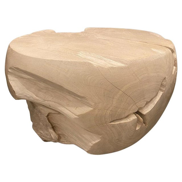 Wood Andrianna Shamaris Drum Shape Bleached Teak Wood Coffee Table For Sale - Image 7 of 18