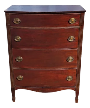 Vintage Mid 20th Century Federal Hepplewhite Style Mahogany Four Drawer Chest of Drawers