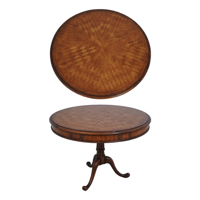 Jonathan Charles Round English Style Drum Table For Sale