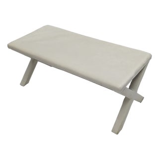 White Velvet Fully Upholstered Accent Bench For Sale