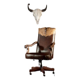Bowie Axis Chocolate Desk Chair | Western | Executive | Axis Hide | Leather For Sale