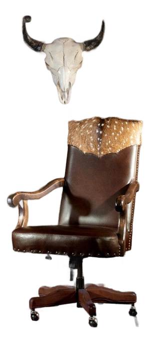 Bowie Axis Chocolate Desk Chair | Western | Executive | Axis Hide | Leather