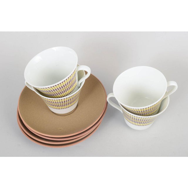 Mandarin Teacups with Saucers from Marianne Westman for Rörstrand, 1960s, Set of 8 For Sale - Image 3 of 5