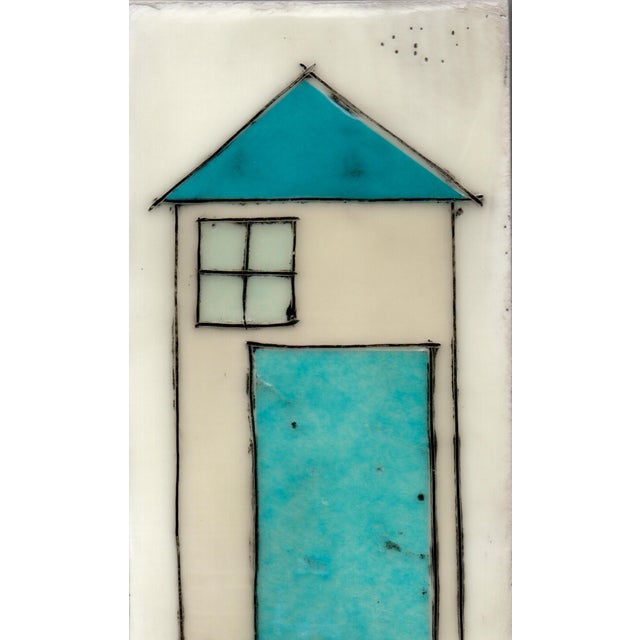 Encaustic Collage Installation by Gina Cochran - "Tiny Dwellings" Series - The Whole Village - Set of 8 For Sale - Image 6 of 10
