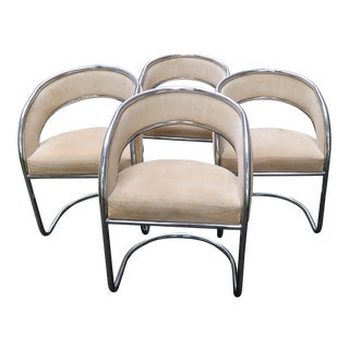 Mid-Century Modern Chrome Cantilever Slingback Chairs - Set of 4 For Sale
