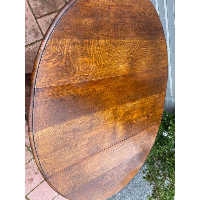 English Antique English Table Drop Leaf Gateleg Barley Twist Oak Oval C. 1920-30s For Sale - Image 3 of 10