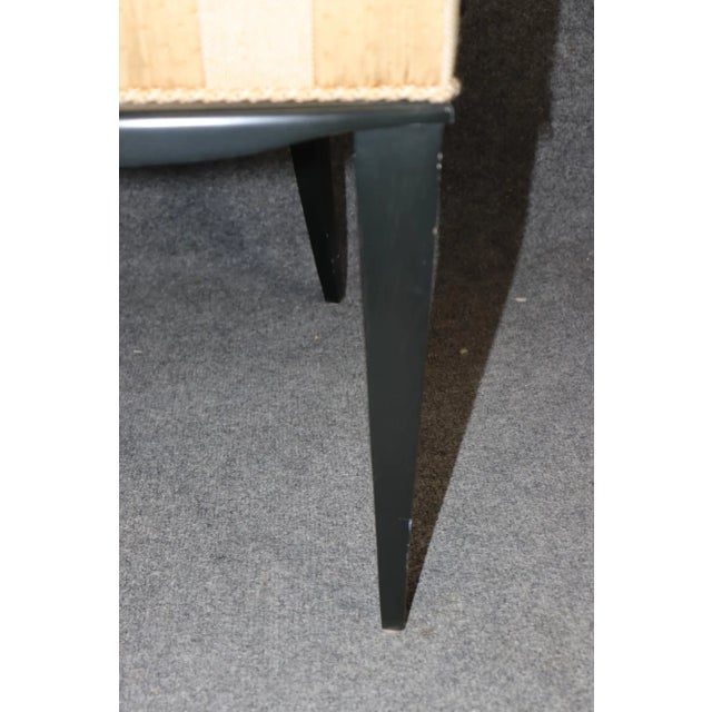 Art Deco Fine Set of 8 Art Deco Style Black Ebonized Upholstered Dining Chairs For Sale - Image 3 of 15