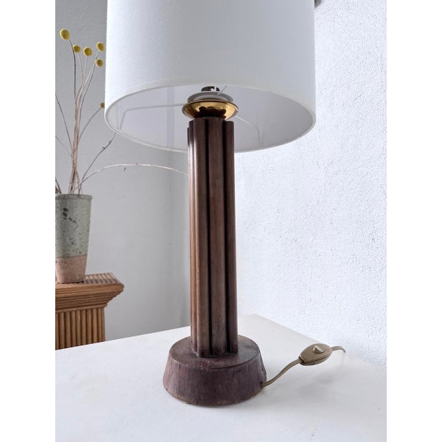 Brown Vintage Art Deco Oak Desk Lamp, 1940s For Sale - Image 8 of 18