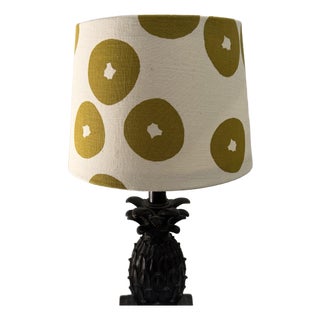 Olive and Off-White Graphic Dot Spider-Fit Lampshade For Sale