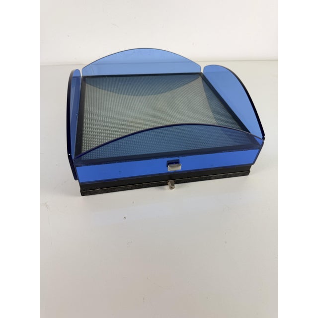 Three-Light Ceiling Lamp in Blue Stained Glass, 1960s For Sale - Image 10 of 10