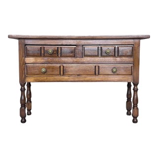 Spanish Large Nightstand or Chest of Drawers in Dark Walnut For Sale