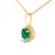 Contemporary 10K Yellow Gold Green Emerald and 1/10 Cttw Diamond Accent Halo Pendant Necklace For Sale - Image 3 of 5