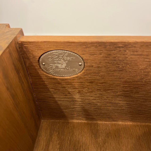 Mid 20th Century Baker Burl Veneered Chest of Drawers With Brass Pulls For Sale - Image 12 of 12