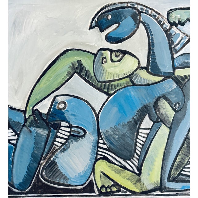 Gundi Falk, Cubist Embrace, Large Acrylic on Canvas, 2000s For Sale - Image 15 of 16