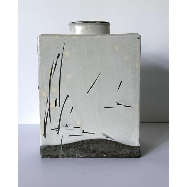 A ceramic rectangular form vase, part of the artist's "Meditation-Staying" series by South Korean artist Sung-Jae Choi (b....