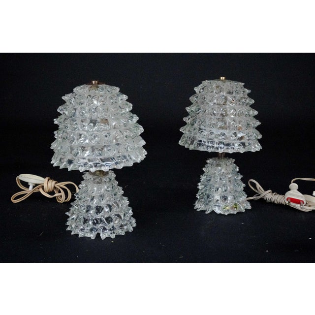 Italian Murano Glass Rostrato Table Lamps attributed to Ercole Barovier, 1940s, Set of 2 For Sale - Image 8 of 15