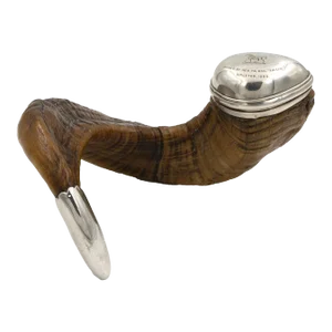 1868 Scottish Engraved Ram’s Horn Snuff Mull Trophy