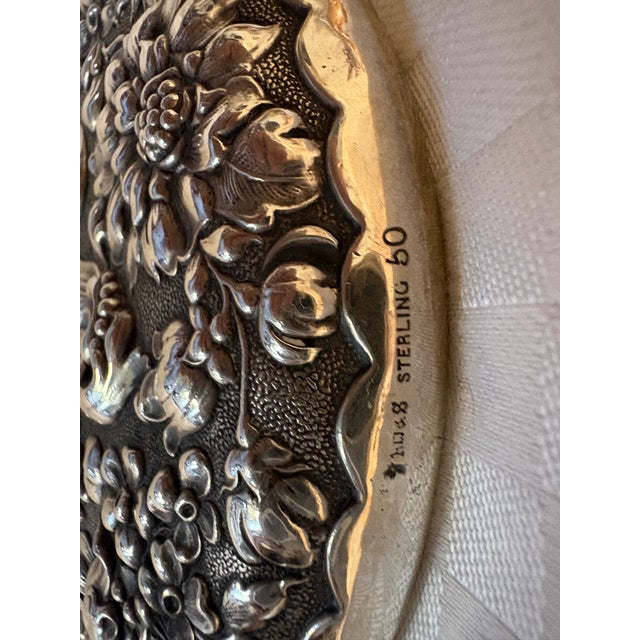 19th Century Art Nouveau Sterling Silver Repousse Hand Mirror For Sale - Image 11 of 11