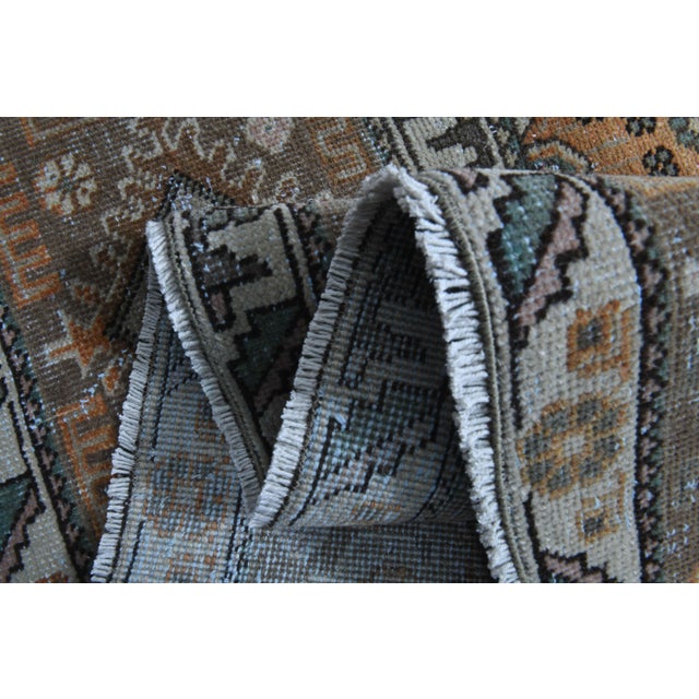 1960s Vintage Persian Handmade Wool Cotton Light Brown Area Rug For Sale - Image 10 of 11