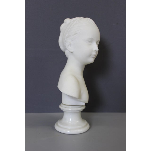Stone Bust of Young Woman Marie Louise Brongniart in Carrara Marble, 1900 For Sale - Image 7 of 13