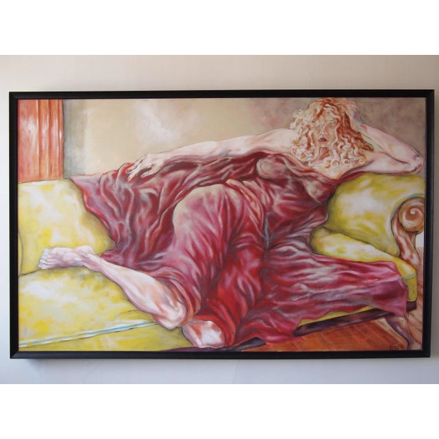 Contemporary Original Expressionist Oil Painting of a Reclining Woman by Matt Nixon, Framed For Sale - Image 11 of 11