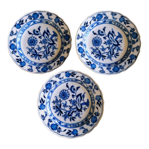 Antique Meissen England Blue Onion Plates- Set of 3