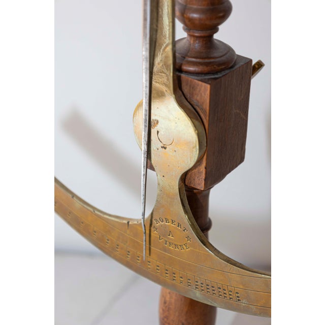 19th Century French 19th Century Brass Fabric Scale on Wooden Base Signed Robert A Vienne For Sale - Image 5 of 6