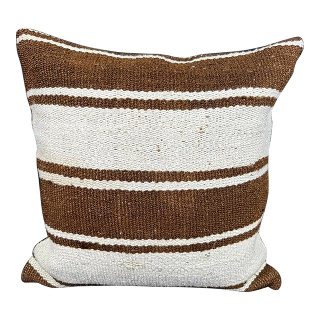 Turkish Hemp Pillow Cushion Natural Beige Brown Cushion Cover 20"x20" For Sale