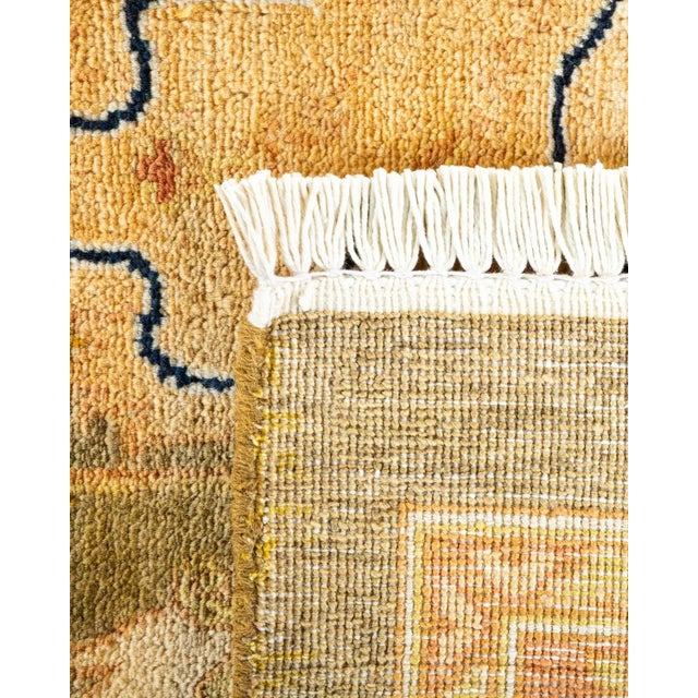 2000 - 2009 Eclectic, One-of-a-Kind Hand-Knotted Area Rug in Green, 10' 1" x 14' 0" For Sale - Image 5 of 8