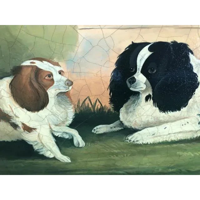 English Painted Spaniel Motif Serving Tray Signed by Golfer & Hughes For Sale In Greenville, SC - Image 6 of 10