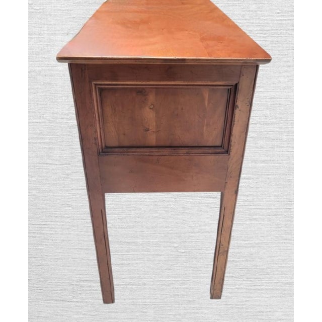 Vintage Extra Long Traditional Wright Table Company Scalloped Yew Wood Sideboard / Console Table For Sale - Image 10 of 15