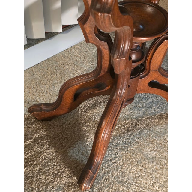 Late 19th Century Victorian Eastlake Oval Marble-Top Walnut Parlor Table, C. 1880 For Sale - Image 5 of 7