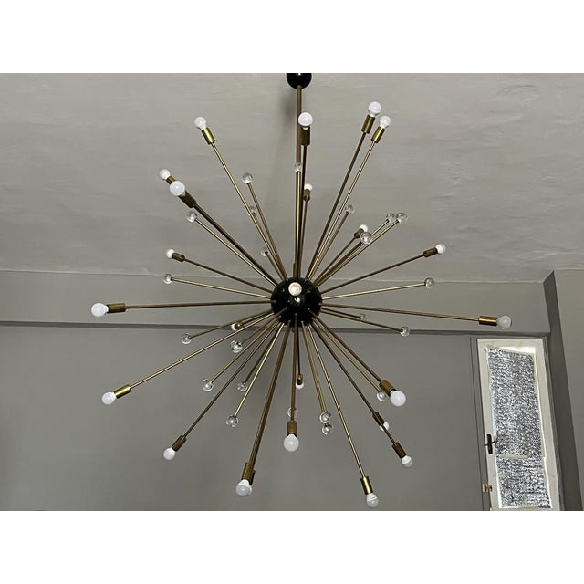 Large Vintage Sputnik Gold Metal Chandelier with Murano Crystals, 1990s For Sale - Image 10 of 14