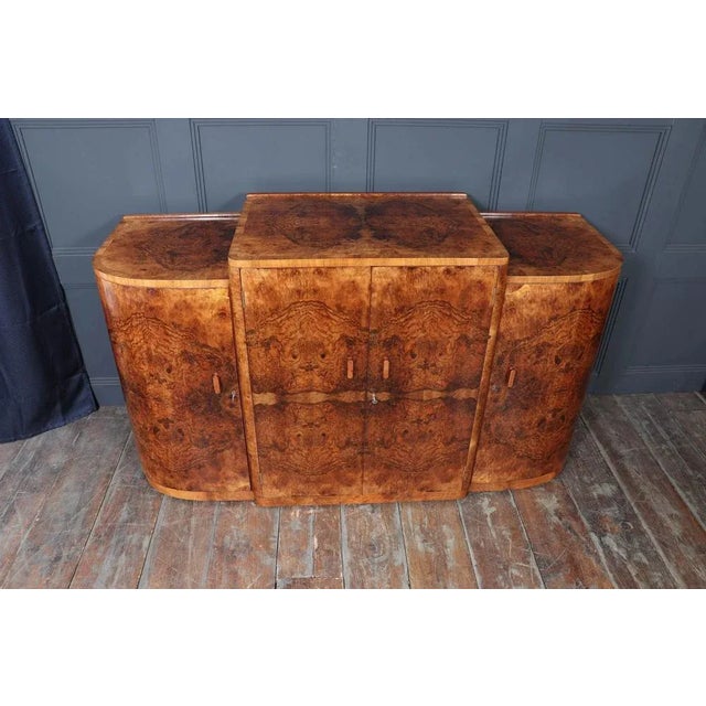 Art Deco English Figured Walnut Sideboard, 1930s For Sale - Image 6 of 18