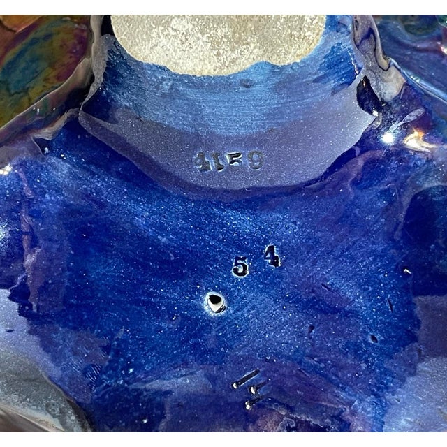 Late 19th Century Barbotine Majolica Flowers and Cherries Cobalt Blue Footed Basket Jardiniere For Sale - Image 11 of 12