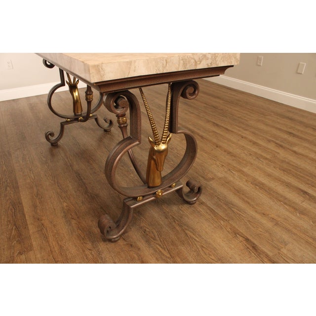 Tessellated Top Brass Gazelle Console Table For Sale In Philadelphia - Image 6 of 12