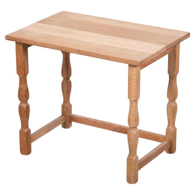 Wood Brutalist Danish Oak Side Table attributed to Henning Kjærnulf, 1970s For Sale - Image 7 of 7