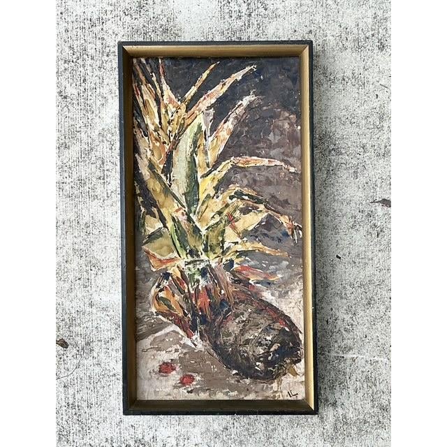 Vintage MCM Original Abstract Oil on Board For Sale - Image 4 of 12