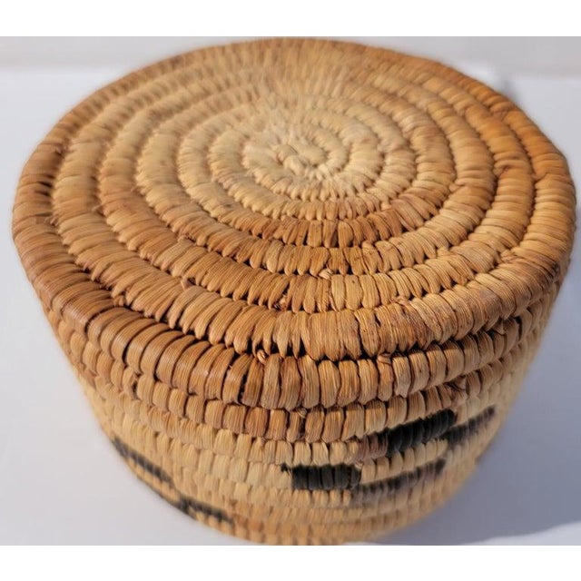 Brown 20th C Small Hand Woven Basket Lidded Jar For Sale - Image 8 of 8