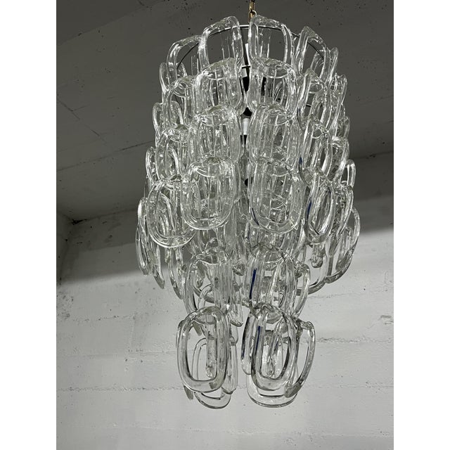 Mid-Century Modern Mid-Century Murano Glass Chandelier attributed to Angelo Mangiarotti for Vistosi, 1960s For Sale - Image 3 of 9