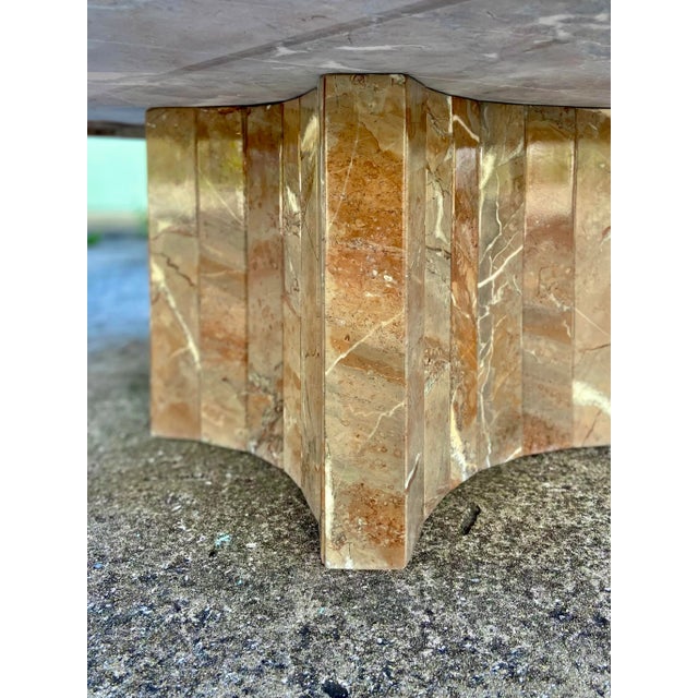 Italian Style Marble Curved Edge Square Coffee Table With Curved Pedestal Base For Sale - Image 12 of 13