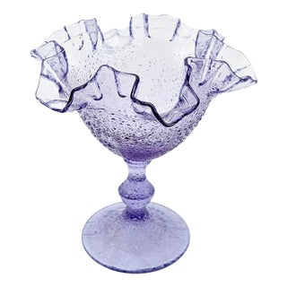 Fenton Tree of Life Wisteria Glass Compote – Textured Lavender Art Glass, 6.75” For Sale
